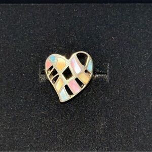 Sterling Silver 925 Multicolor Heart Ring Size 5.75